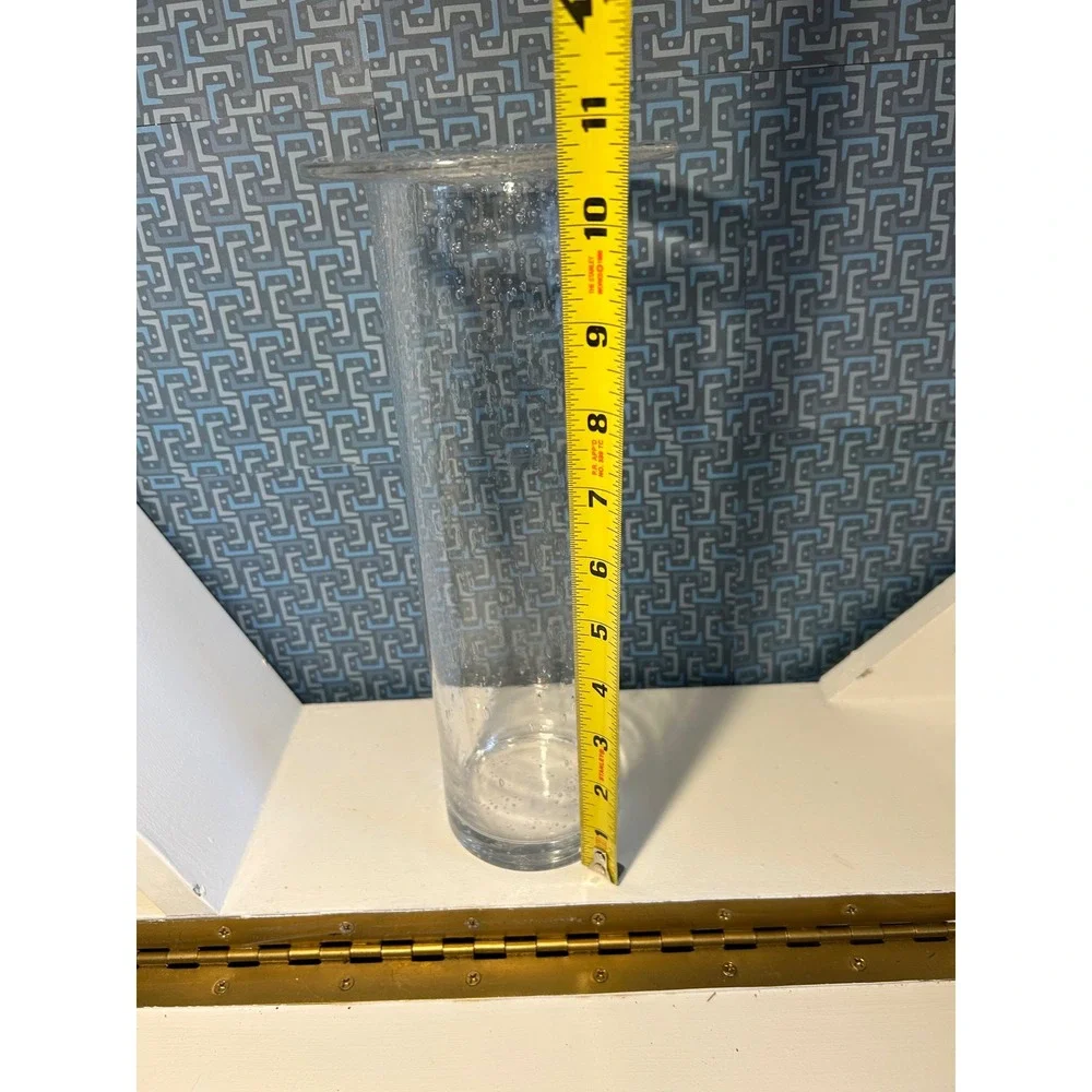 Bubble Glass Cylinder Vase Wide Rim Clear 10.5 Inch Tall (2 are available)‎